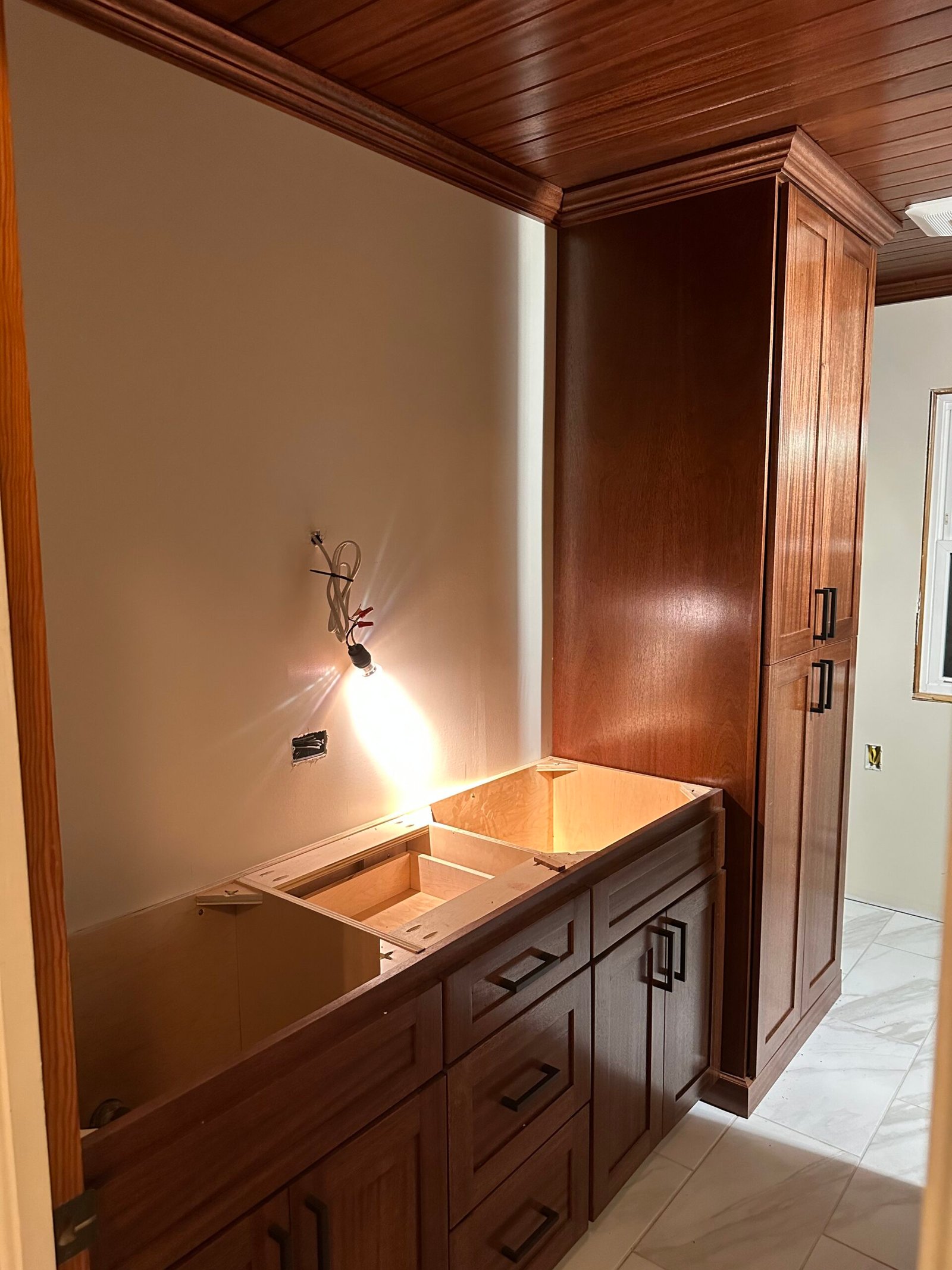 Living room built-in cabinetry and shelving